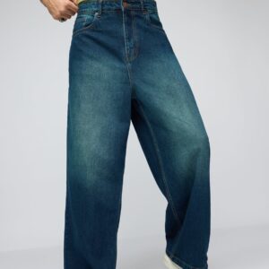 Cyber Blue Men's Wide Leg Jeans