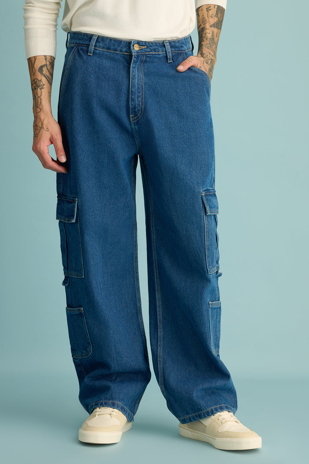 14March_10181-Edit.jpg Ucla Blue Men's Cargo Jeans - Image 2