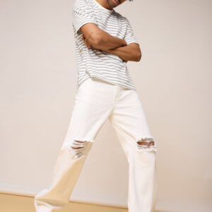 White Knee Ripped Mens Jeans