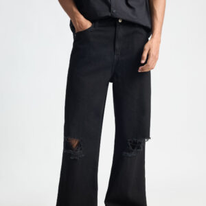Wide Coal Washed Mens Jeans