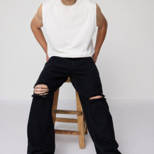 Black Worn-In Straight Jeans