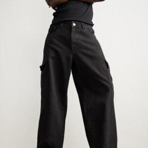 Straight Fit Men's Black Cargo Jeans