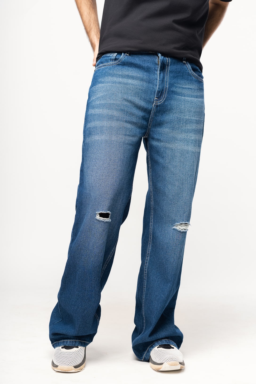FreakinsMen-13-min_8fec39e6-97ba-4163-9ae9-f32a3d215e9f.jpg Minimal Distress Men's Wide Jeans - Image 2
