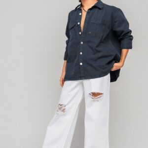 Distressed White Men's Wide Jeans