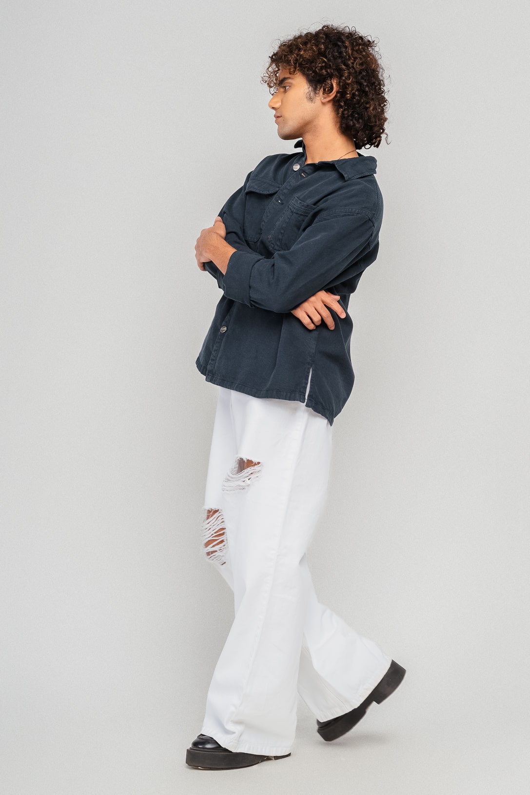 FreakinsMenswear-38-min.jpg Distressed White Men's Wide Jeans - Image 2