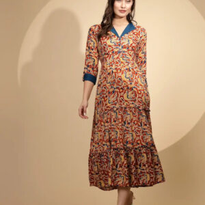 Mustard Cotton Loose Fit Dress For Women