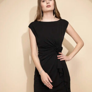 Black Polyester Blend Regular Fit Dress For Women