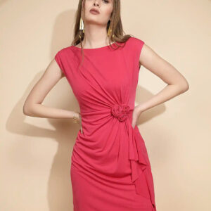 Hot Pink Polyester Blend Regular Fit Dress For Women