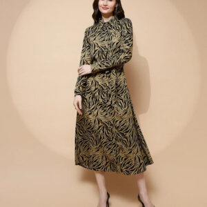 Khaki Rayon Loose Fit Dress For Women