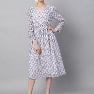 Women Mauve Printed Wrap Dress
