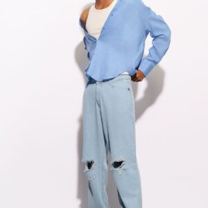 Airy Blue Distressed Straight Men's Jeans