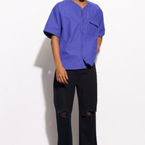 Black Distressed Men's Wide Jeans