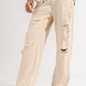 Men's Straight Jeans With Distress