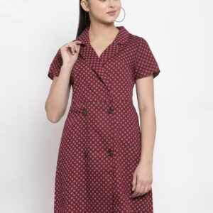 Women Maroon Above Knee Length Dress
