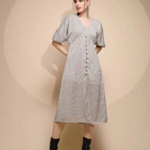 Women's Printed V-Neck Blue Dress